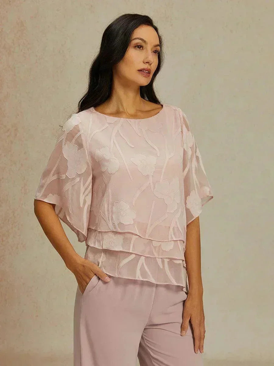 Blusa tipo capa de gasa floral