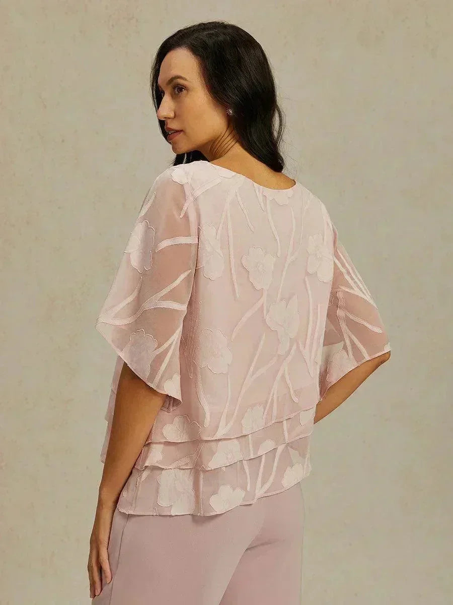 Blusa tipo capa de gasa floral