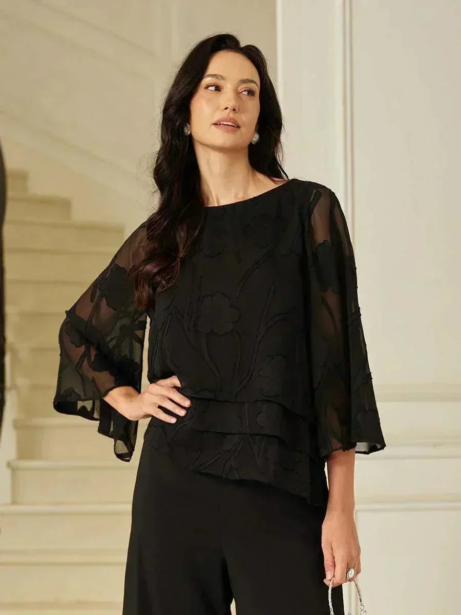 Blusa tipo capa de gasa floral