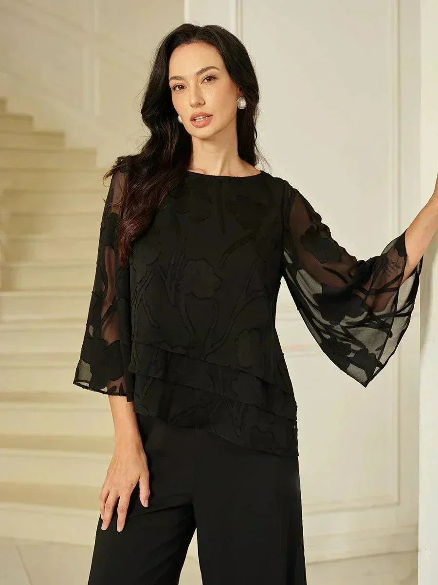 Blusa tipo capa de gasa floral