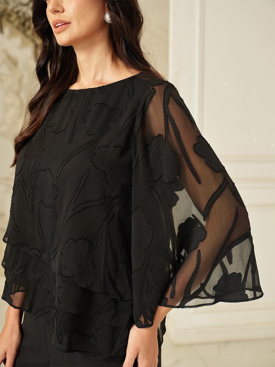 Blusa tipo capa de gasa floral