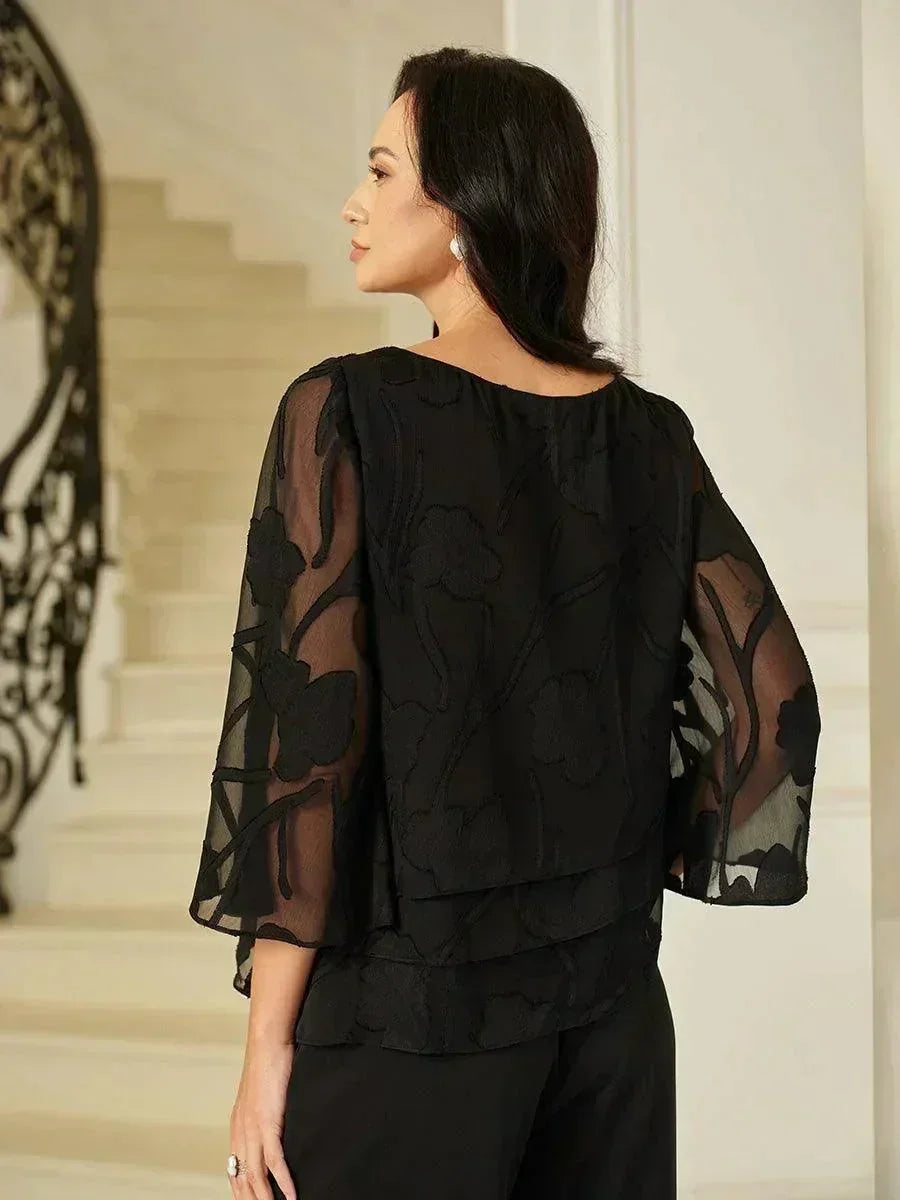 Blusa tipo capa de gasa floral