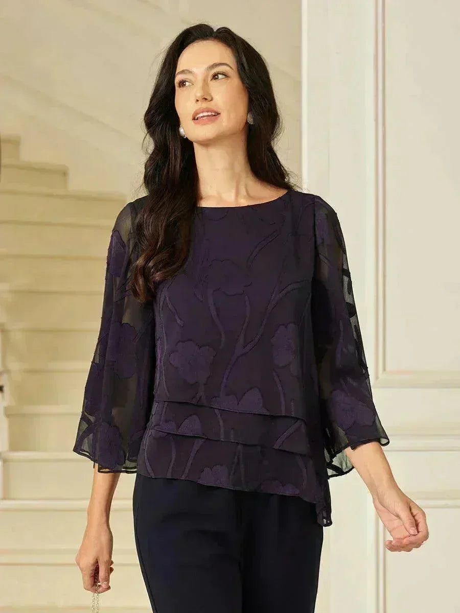 Blusa tipo capa de gasa floral
