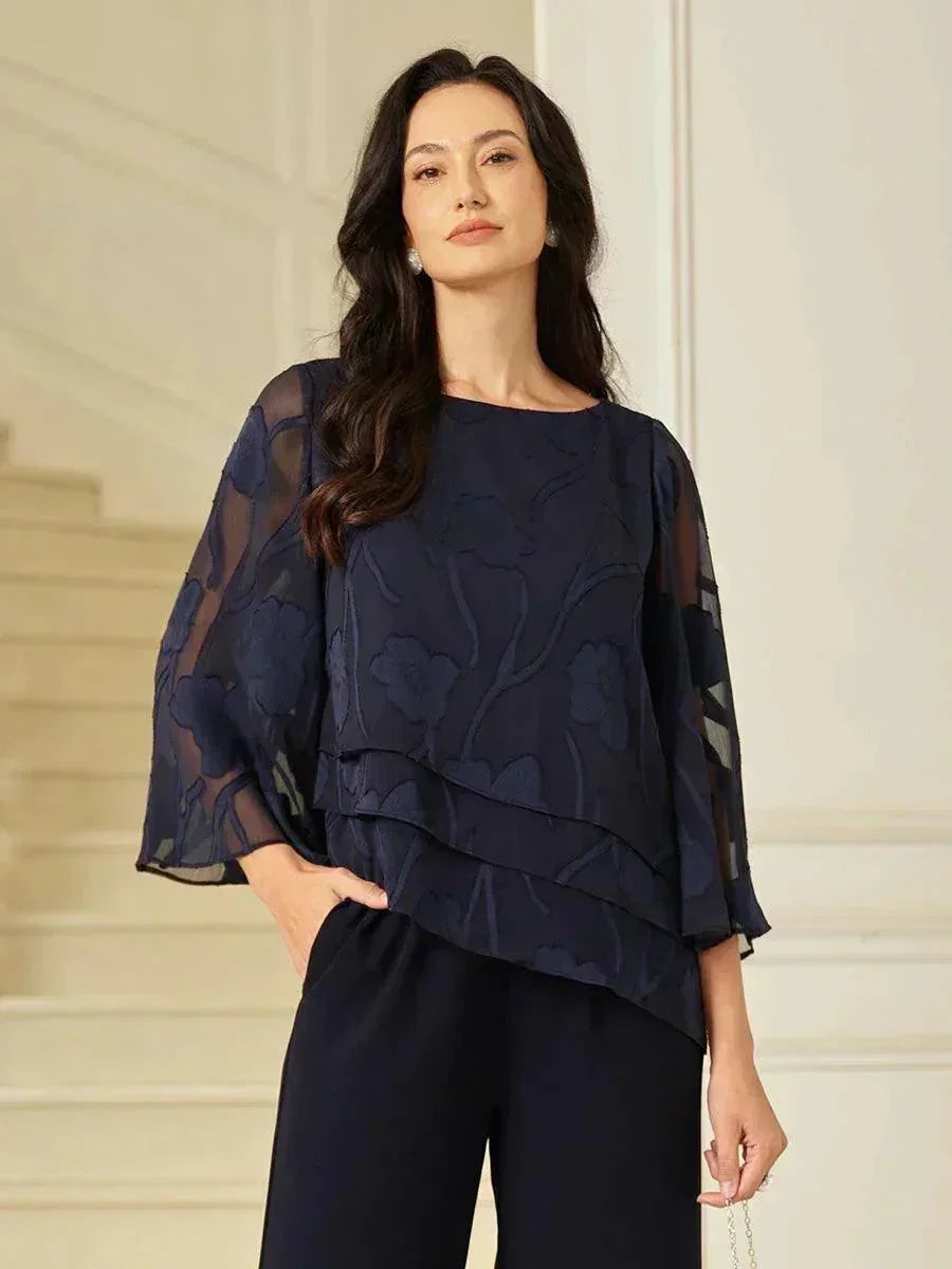 Blusa tipo capa de gasa floral