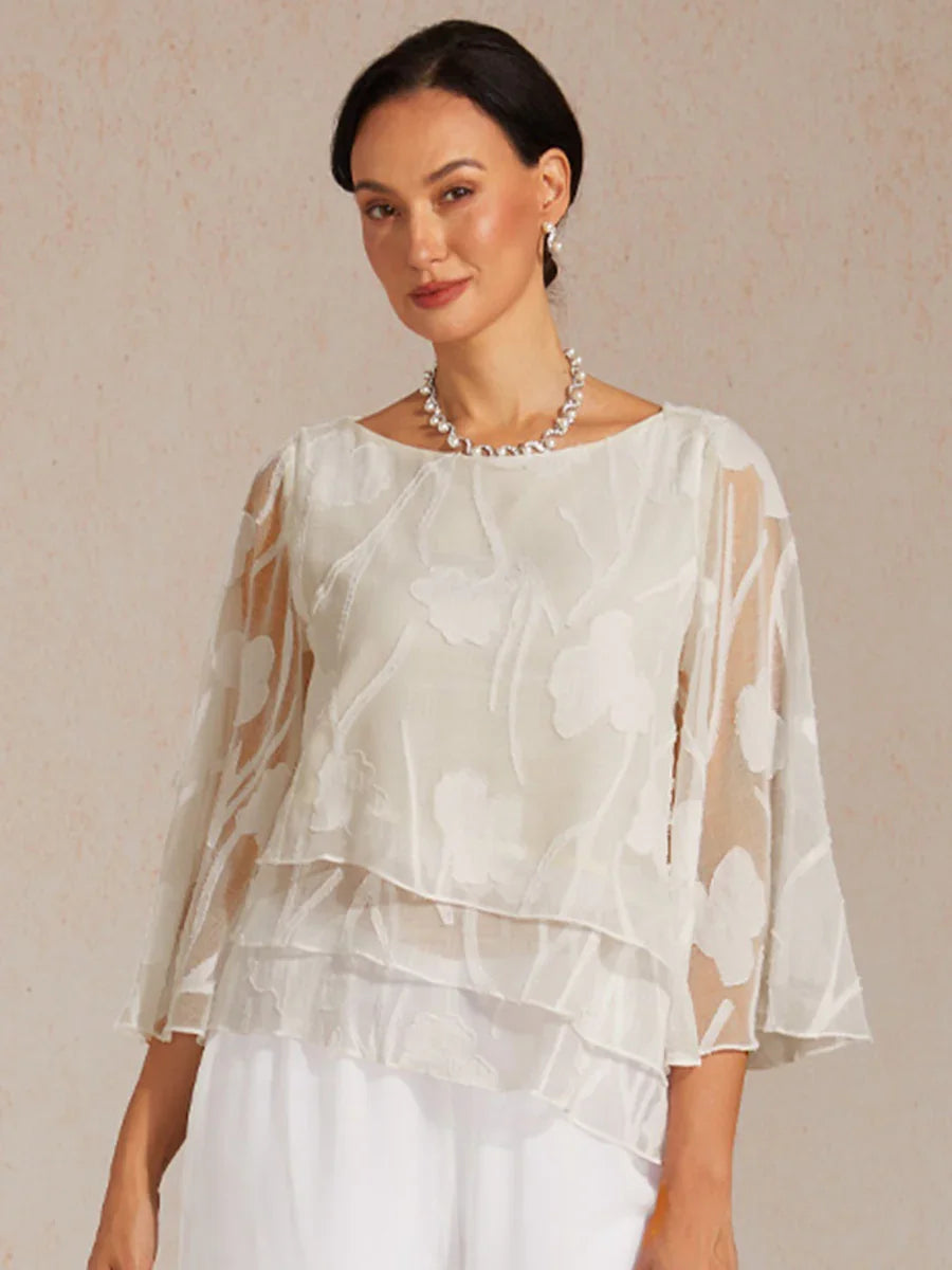 Blusa tipo capa de gasa floral