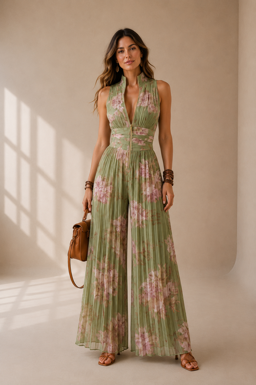 Inés | Mono plisado de gasa floral