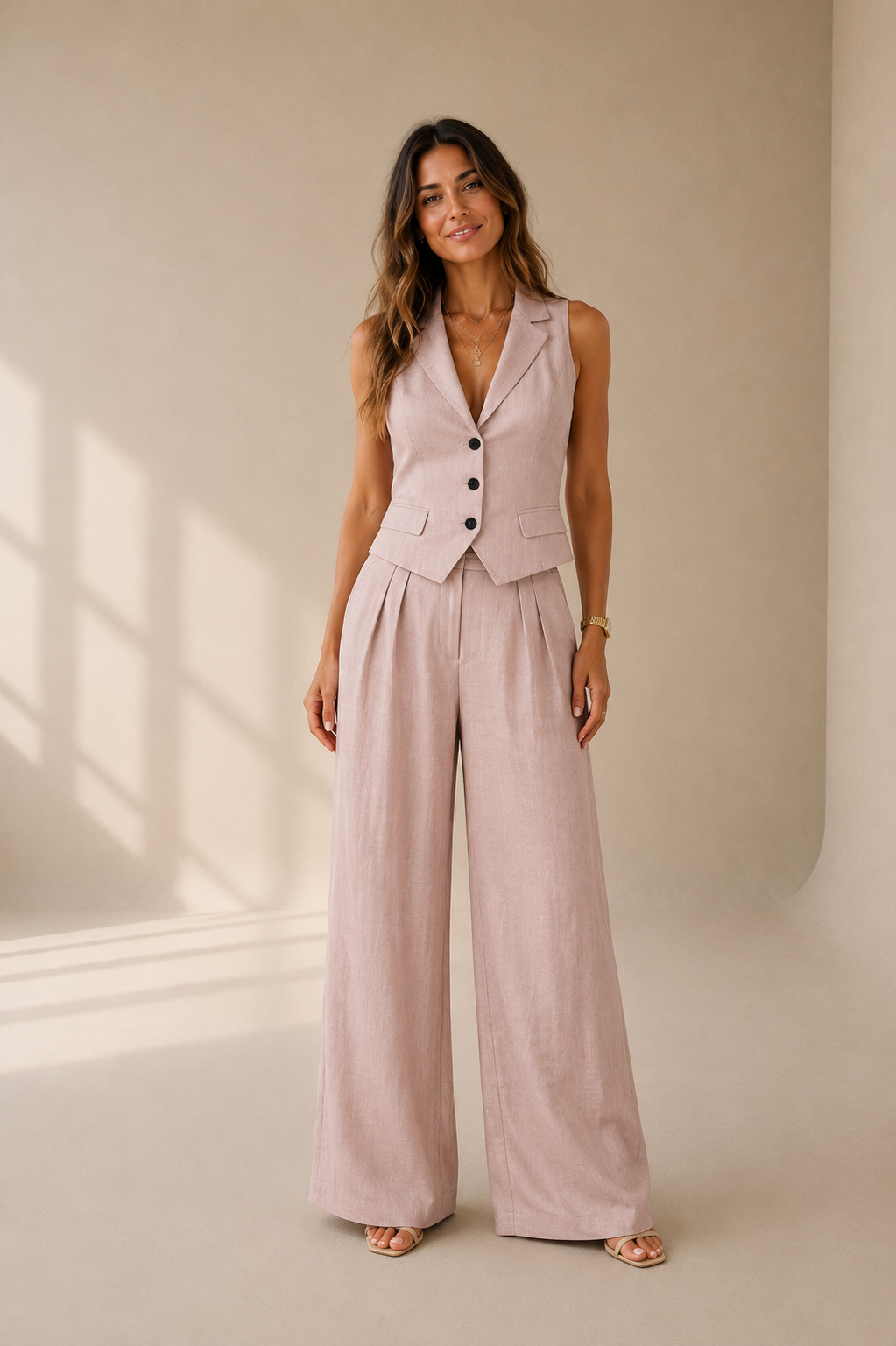 Carmen | Conjunto de lino de dos piezas con escote en V