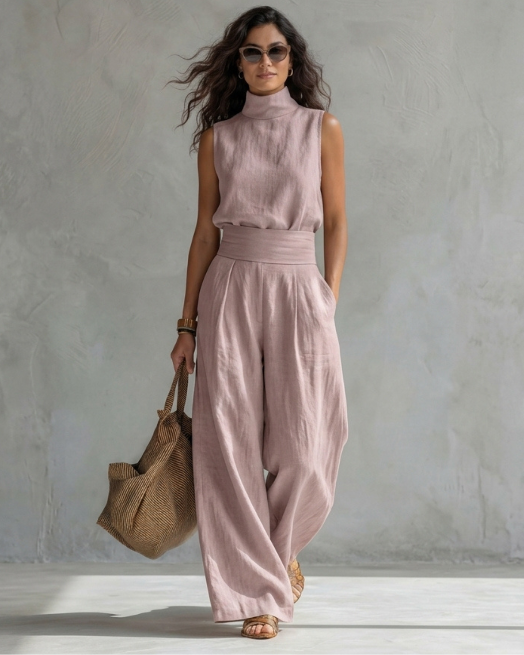 María | Conjunto compuesto por unos pantalones anchos y elegantes y un top