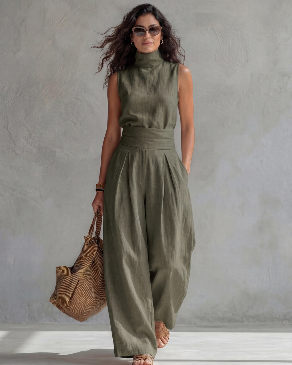 María | Conjunto compuesto por unos pantalones anchos y elegantes y un top