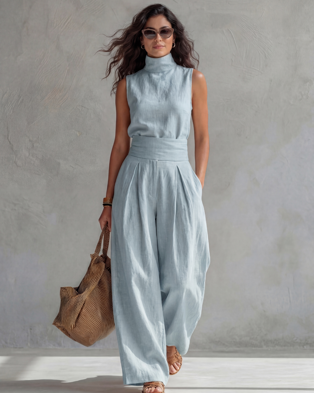 María | Conjunto compuesto por unos pantalones anchos y elegantes y un top