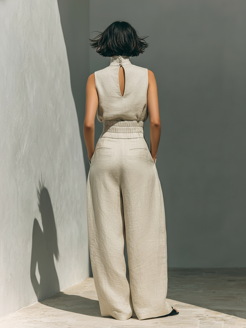 María | Conjunto compuesto por unos pantalones anchos y elegantes y un top